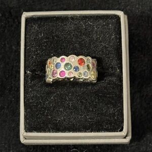 Multicolor Sapphire Starry Rainbow Gemstone Silver Ring